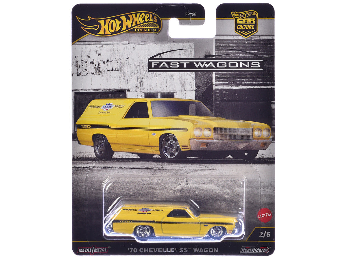 1970 Chevrolet Chevelle SS Wagon "Yenko" Yellow "Fast Wagons" Series Diecast Model Car by Hot Wheels-2