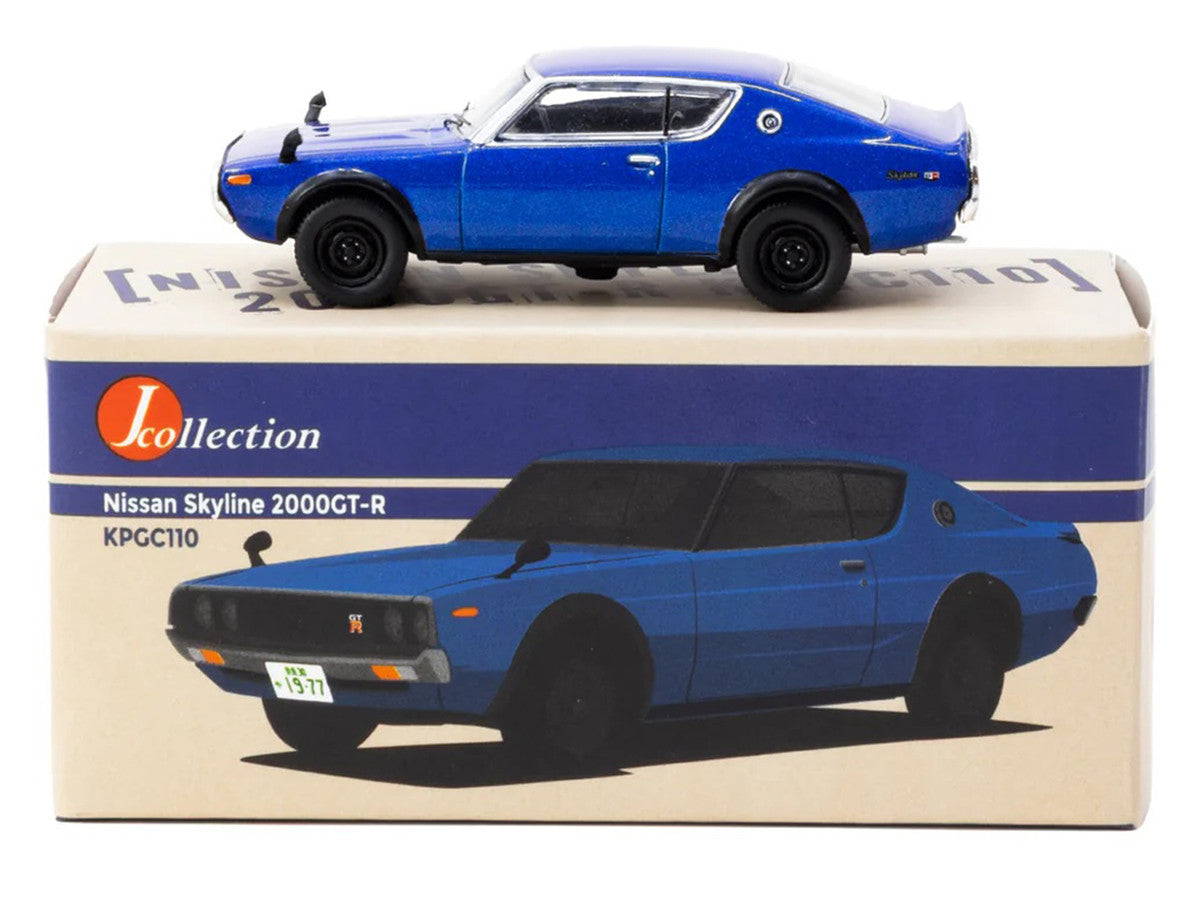 Nissan Skyline 2000GT-R KPGC110 RHD (Right Hand Drive) Blue Metallic "J Collection" Series 1/64 Diecast Model by Tarmac Works-3