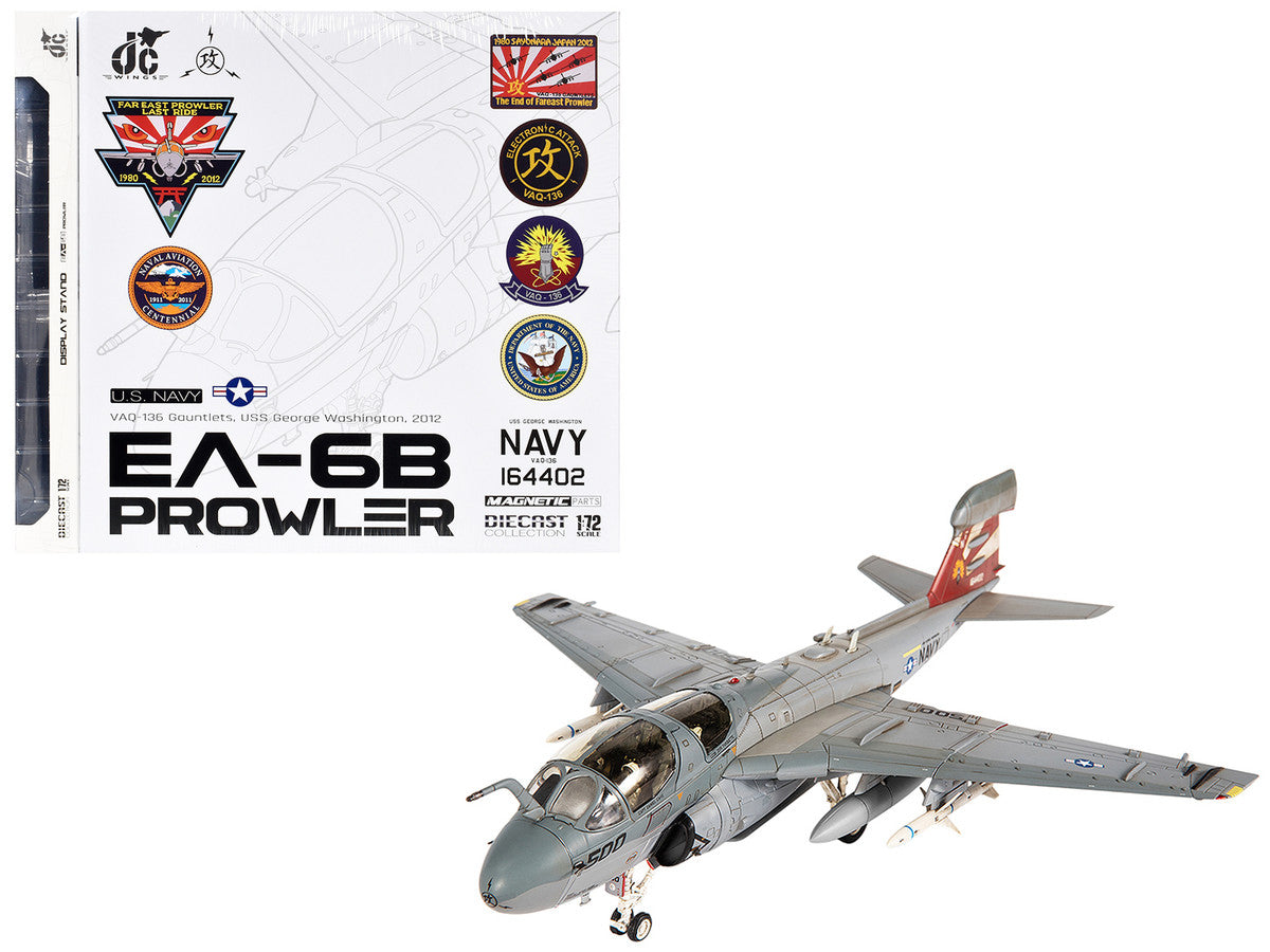 Grumman EA-6B Prowler Attack Aircraft "VAQ-136 Gauntlets USS George Washington" (2012) United States Navy 1/72 Diecast Model by JC Wings-4