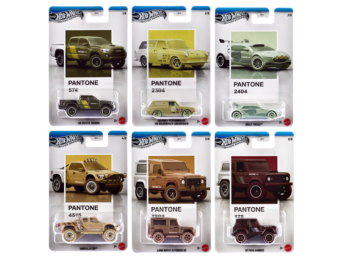 "Pantone" 10 piece Set B "Silver Series" Diecast Model Cars by Hot Wheels-1