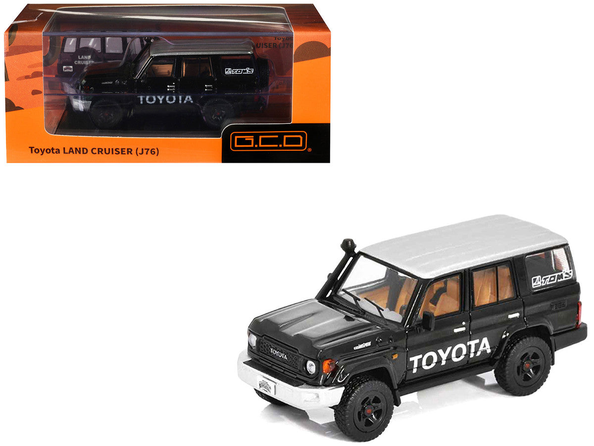 Toyota Land Cruiser (J76) Black with Silver Metallic Top 1/64 Diecast Model Car by GCD-2
