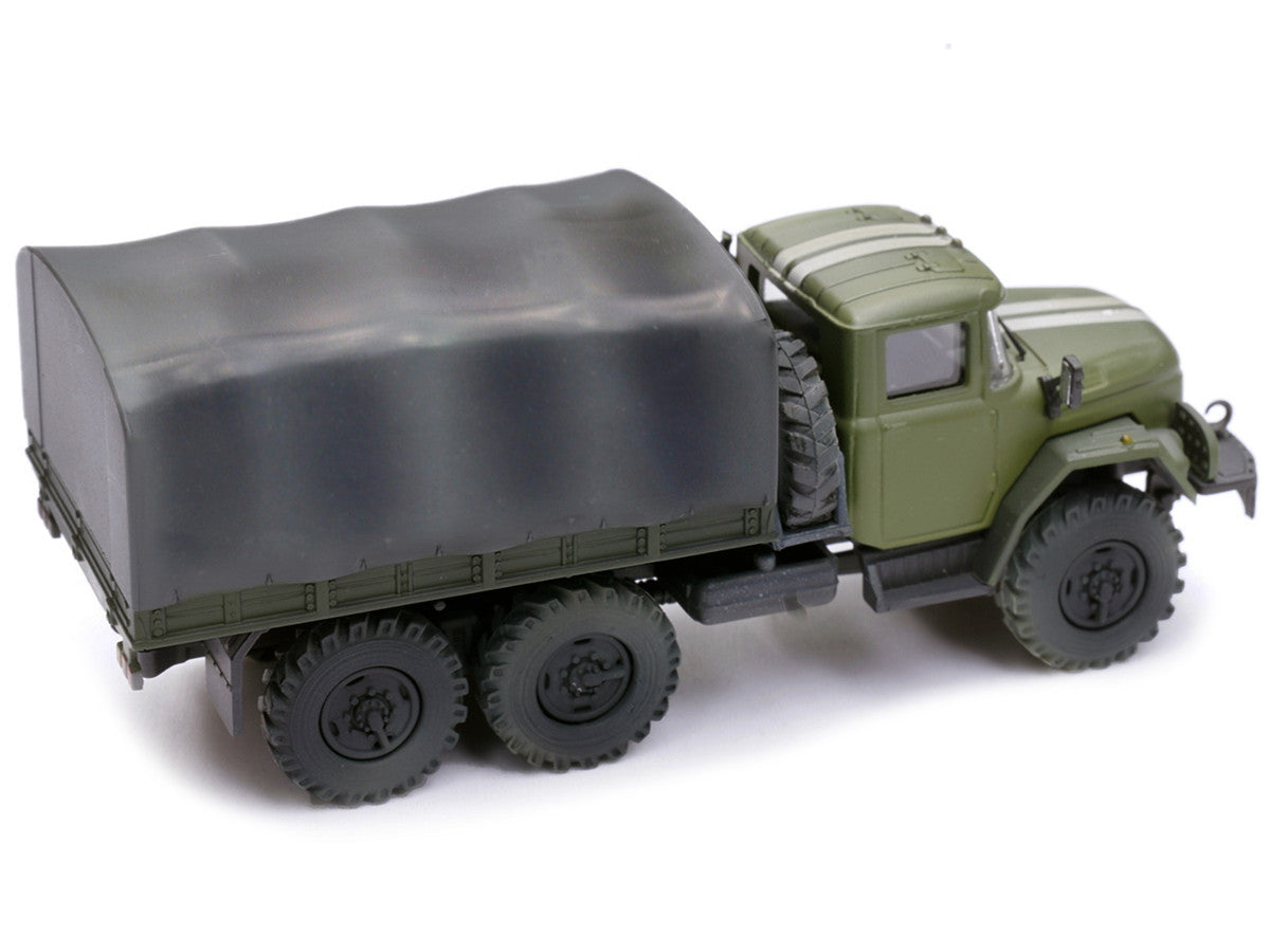ZIL 131 Cargo Truck Green with White Stripes "Ukrainian Ground Forces" 1/72 Diecast Model by Legion-3