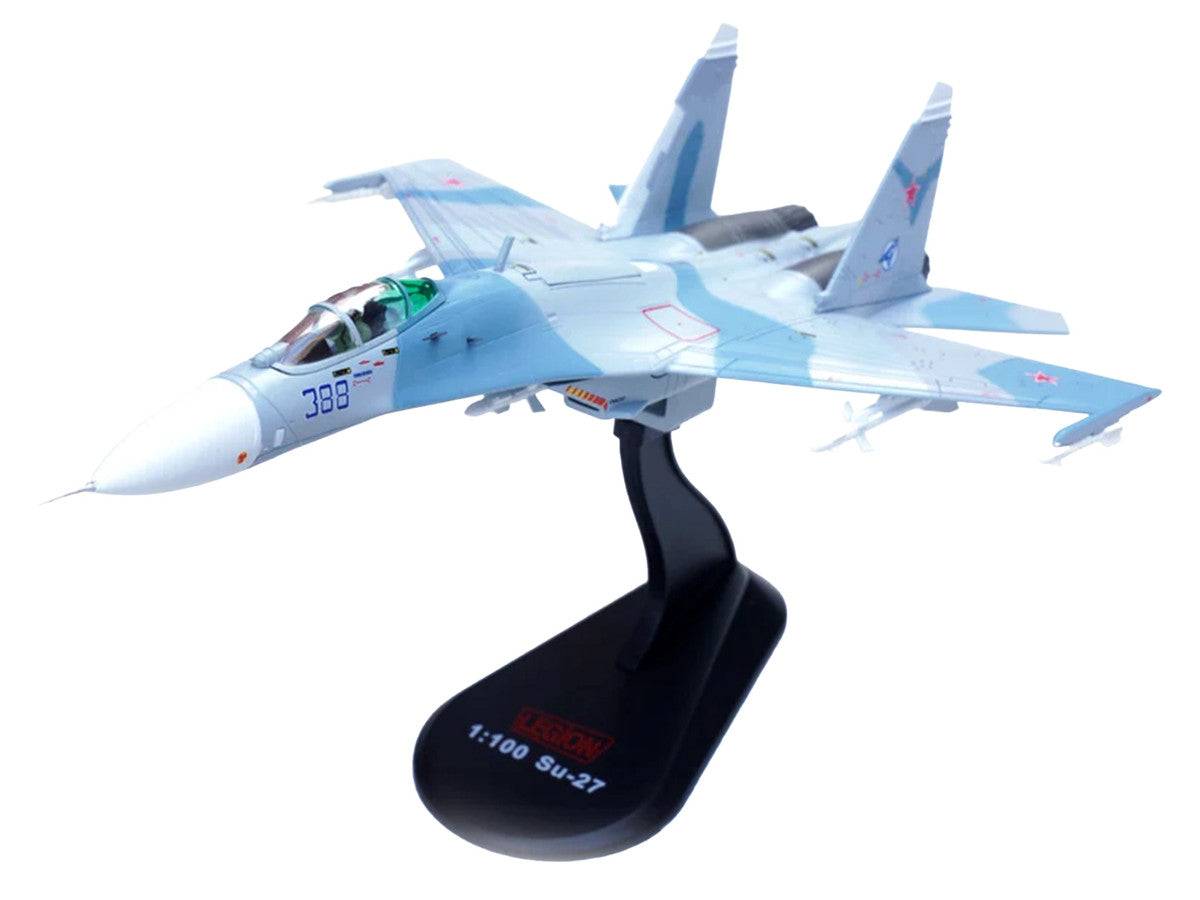Sukhoi Su-27 Flanker-B Aircraft "Blue 388 Paris Air Show" (1989) Soviet Air Force 1/100 Diecast Model Airplane by Legion-4