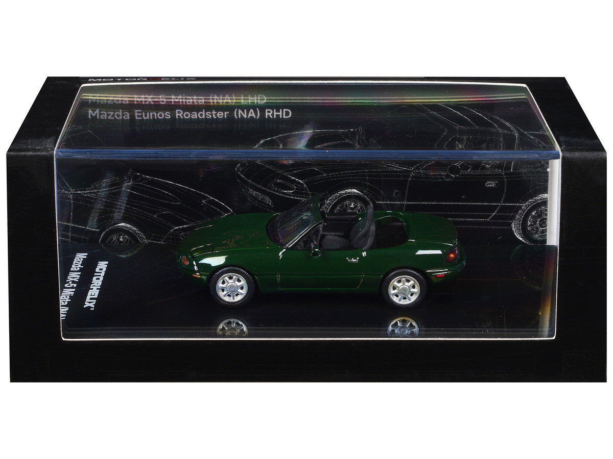 Mazda MX-5 Miata (NA) Convertible British Racing Green 1/64 Diecast Model Car by MotorHelix-2