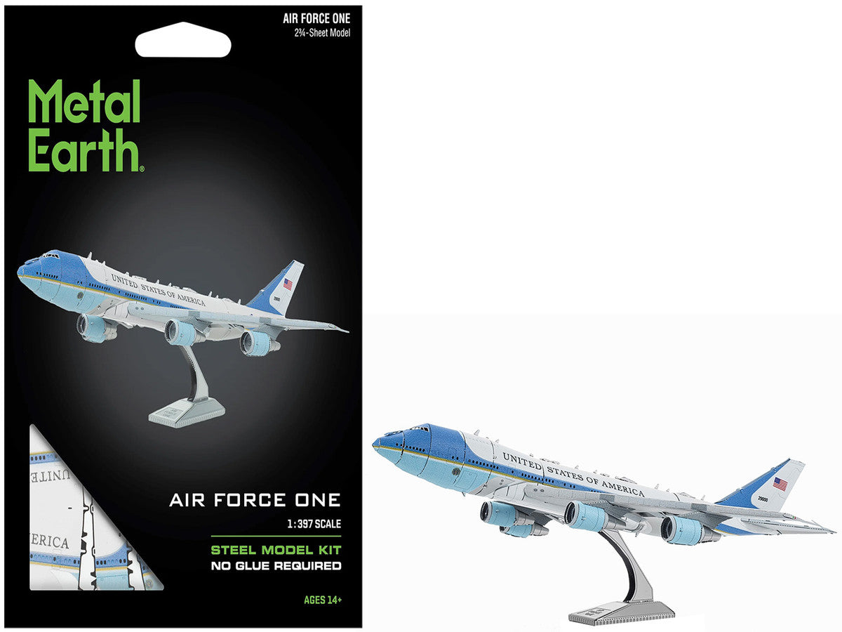 Model Kit Boeing 747 Transport Aircraft "Air Force One Presidential Plane" United States Air Force (Moderate Difficulty) Steel Model by Metal Earth-4