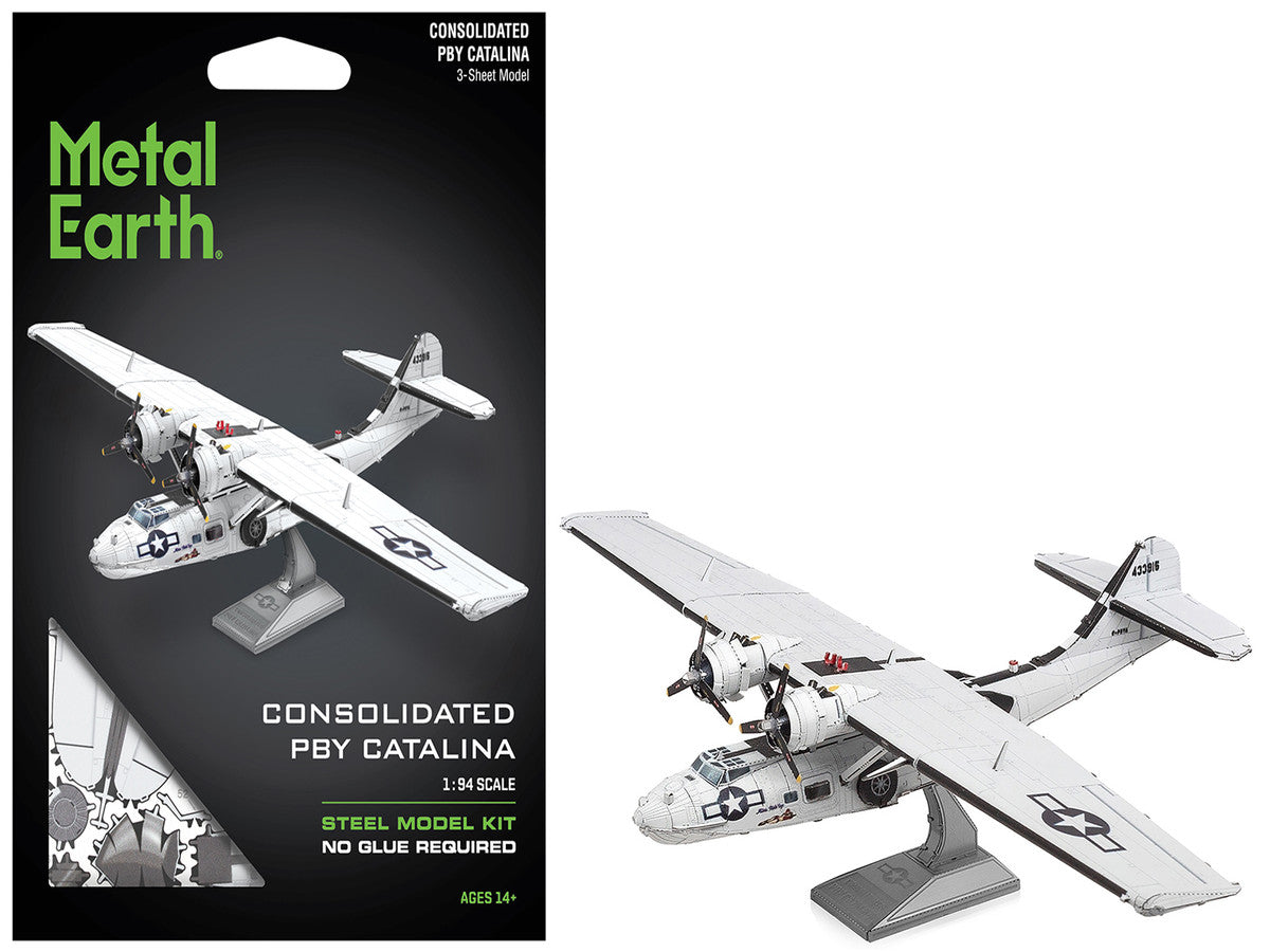 Model Kit Consolidated PBY Catalina Amphibious Aircraft "Miss Pick Up" United States Army Air Forces (Moderate Difficulty) Steel Model by Metal Earth-4