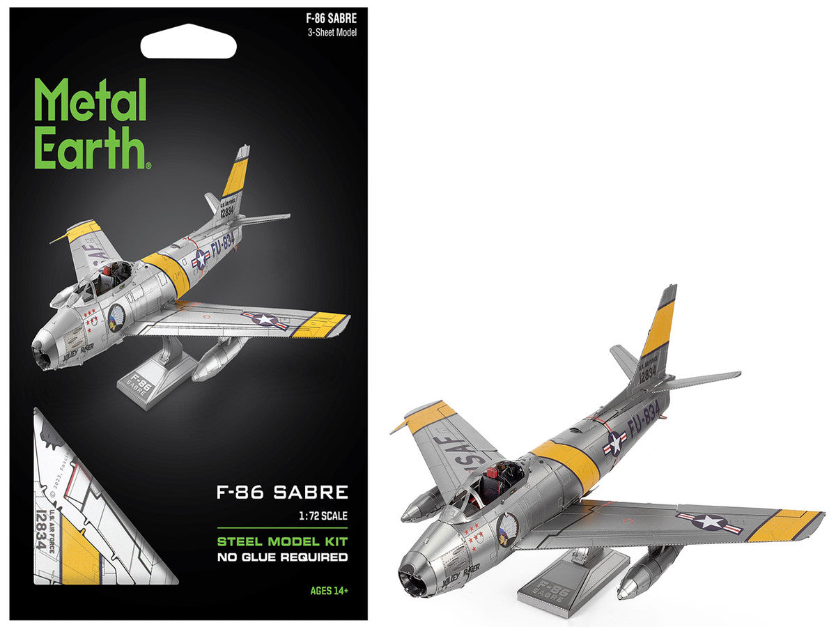 Model Kit North American F-86 Sabre Fighter Aircraft "Jolley Roger" United States Air Force (Moderate Difficulty) Steel Model by Metal Earth-4