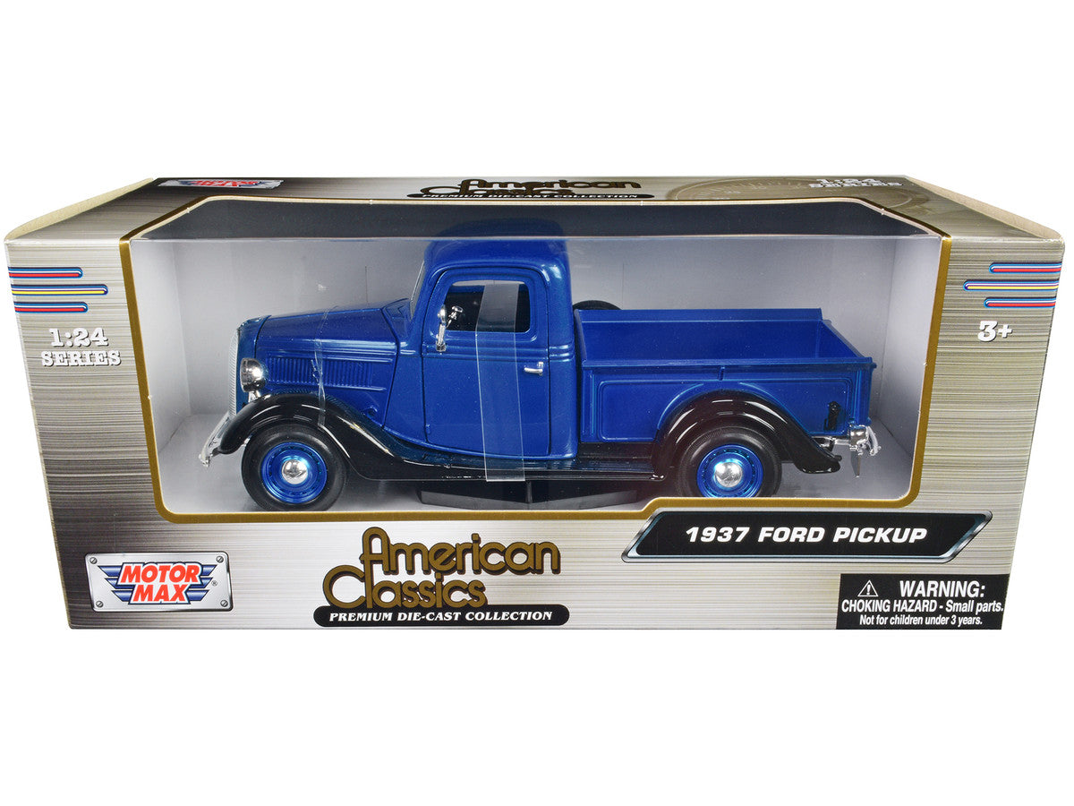 1937 Ford Pickup Truck Blue Metallic and Black "American Classics" 1/24 Diecast Model Car by Motormax-2