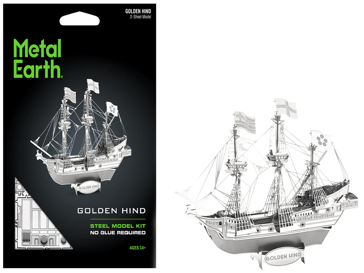 Model Kit Golden Hind Galleon (Moderate Difficulty) Steel Model by Metal Earth-4