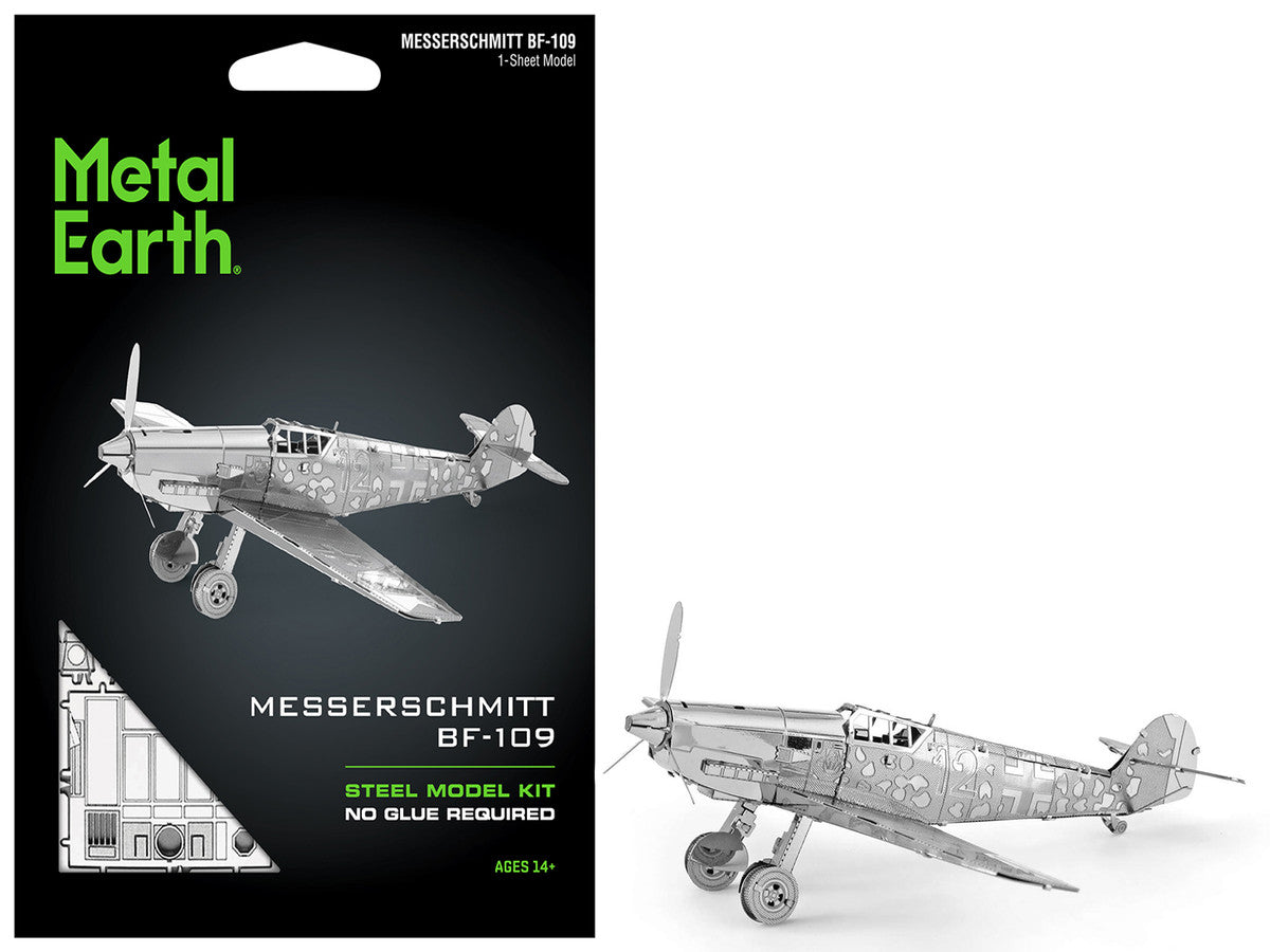 Model Kit Messerschmitt BF-109 Fighter Aircraft "German Luftwaffe" (Moderate Difficulty) Steel Model by Metal Earth-4