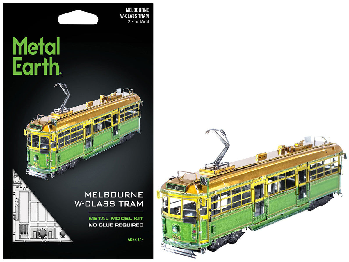 Model Kit Melbourne W-class Tram Green and Gold (Moderate Difficulty) Steel Model by Metal Earth-4