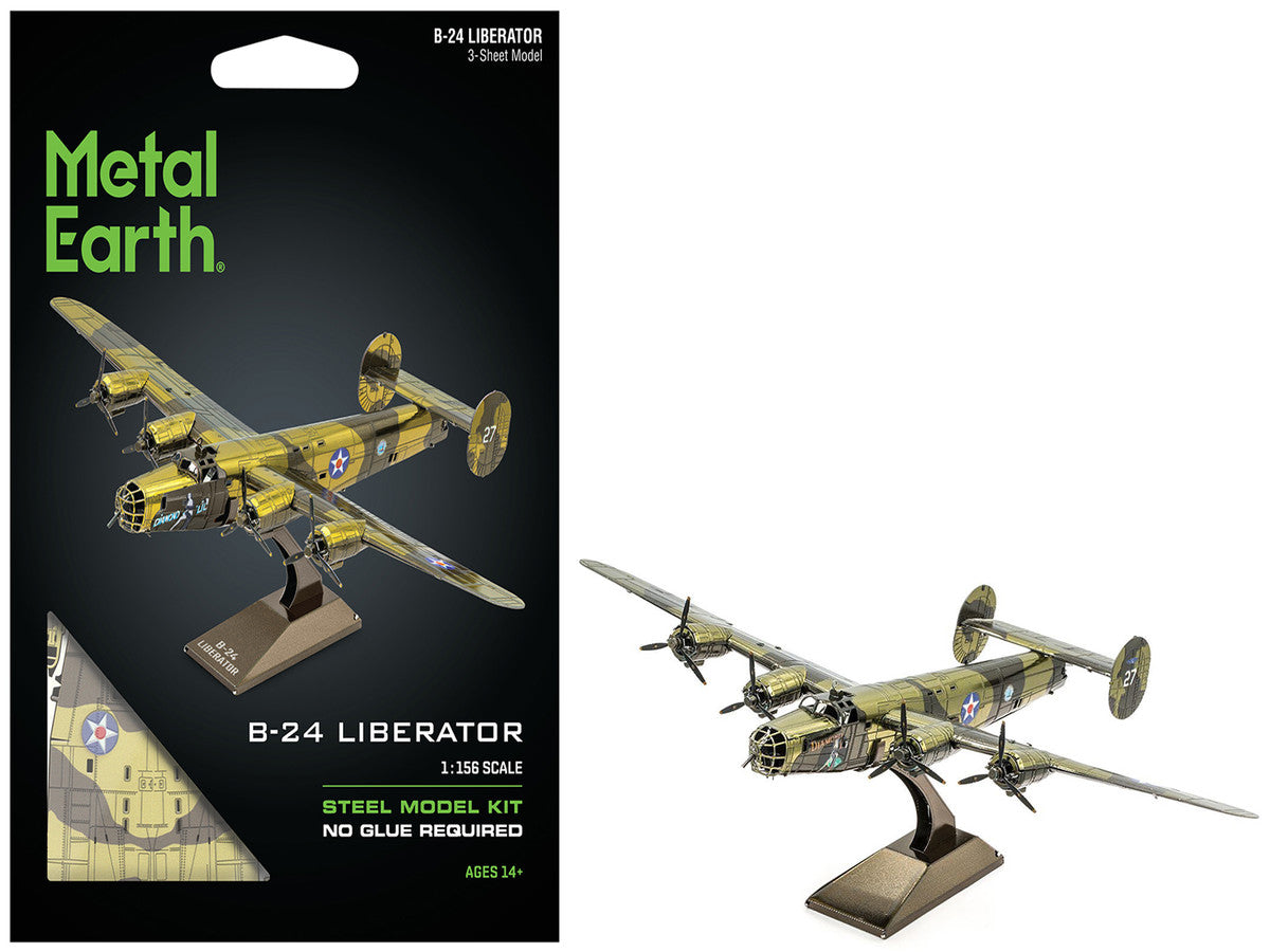 Model Kit Consolidated B-24 Liberator Bomber Aircraft "Diamond Lil" United States Army Air Forces (Challenging Difficulty) Steel Model by Metal Earth-4