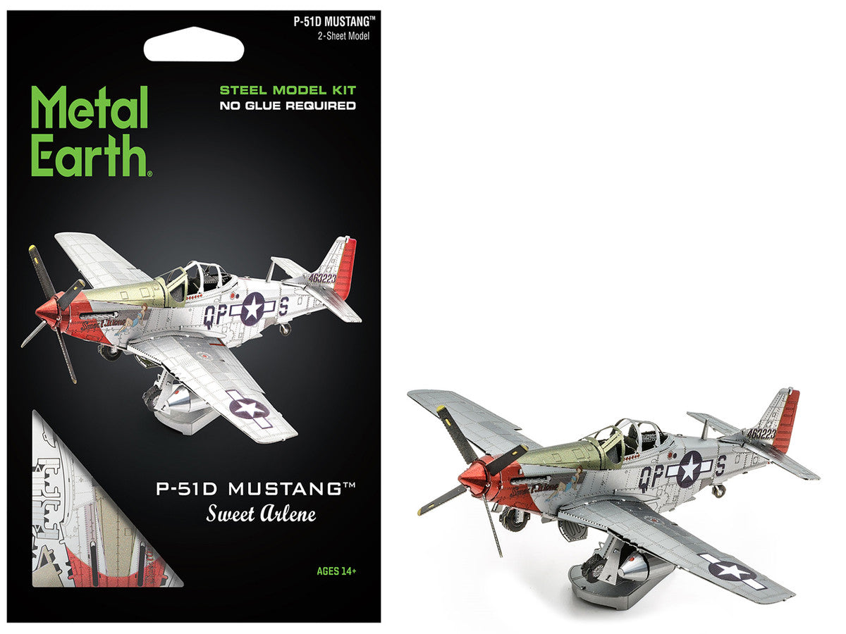 Model Kit North American P-51D Mustang Fighter Aircraft "Sweet Arlene" United States Army Air Forces (Challenging Difficulty) Steel Model by Metal Earth-4