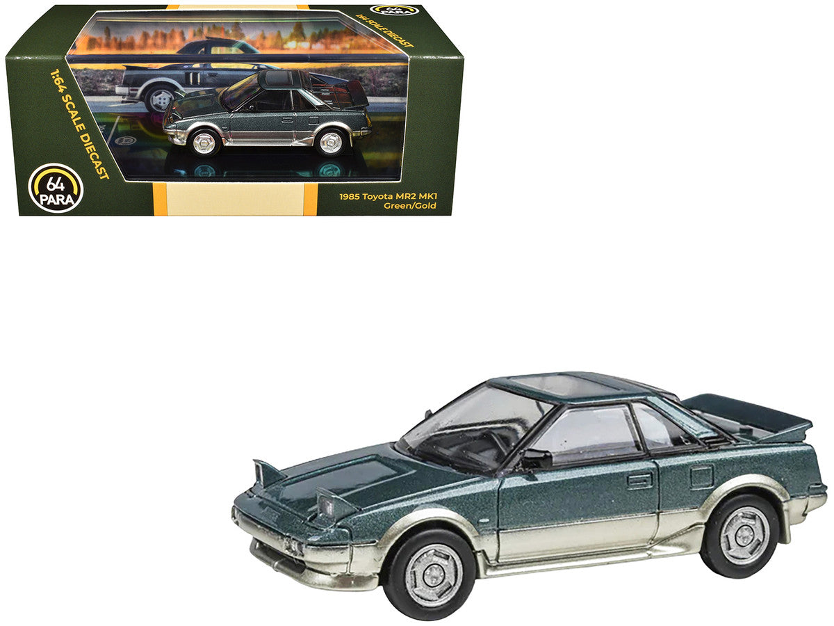 1985 Toyota MR2 MK1 Green Metallic and Gold with Sunroof 1/64 Diecast Model Car by Paragon Models-3