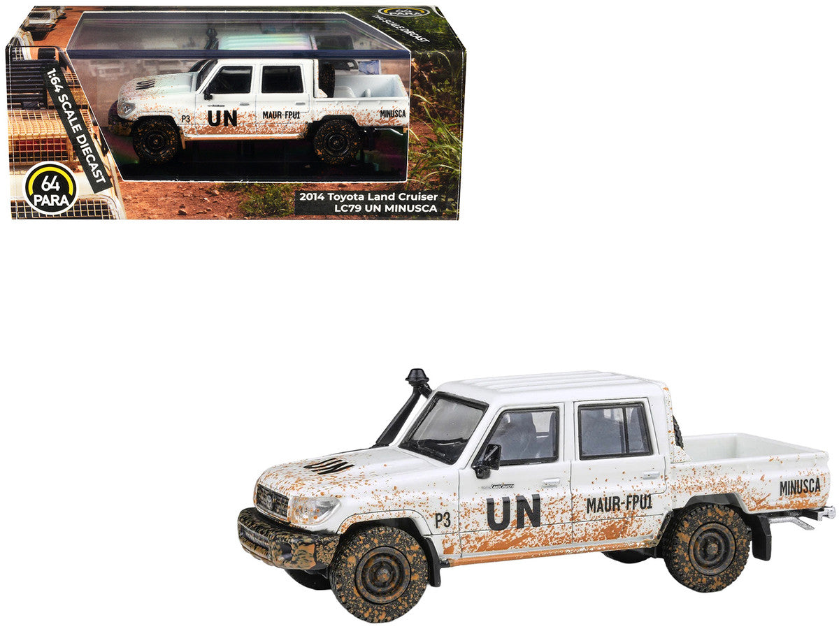 2014 Toyota Land Cruiser LC 79 Pickup Truck "UN MINUSCA" White (Dirty Version) 1/64 Diecast Model Car by Paragon Models-3