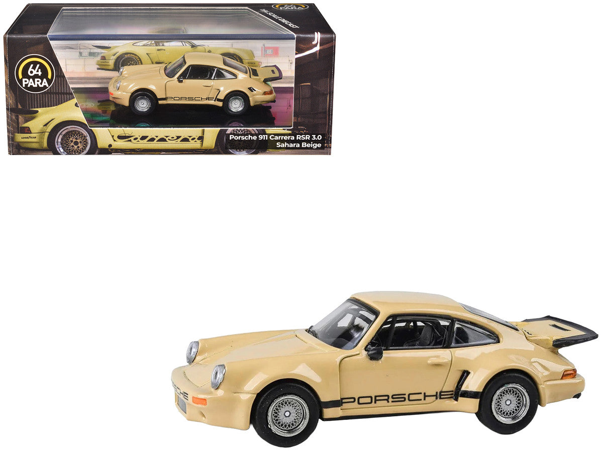 Porsche 911 Carrera RSR 3.0 Sahara Beige with Black Stripes 1/64 Diecast Model Car by Paragon-3