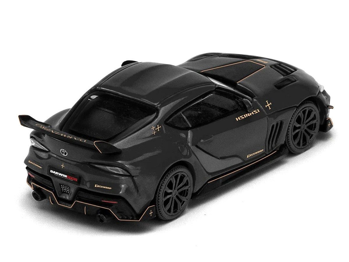 Toyota Supra DarwinPro Black with Gold Accents "Enigma Exclusive Edition" 1/64 Diecast Model Car by Pop Race-2