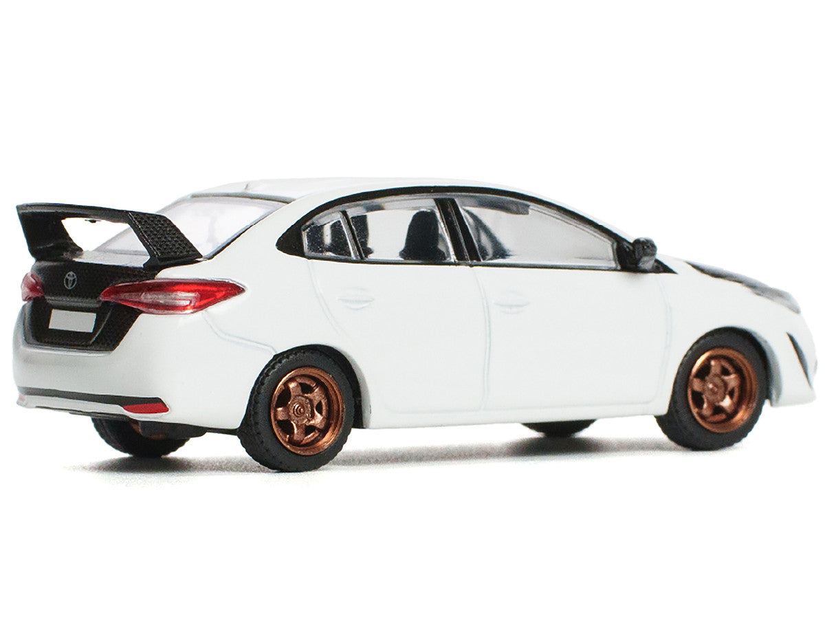 Toyota GR Vios White with Carbon Hood 1/64 Diecast Model Car by Pop Race-2