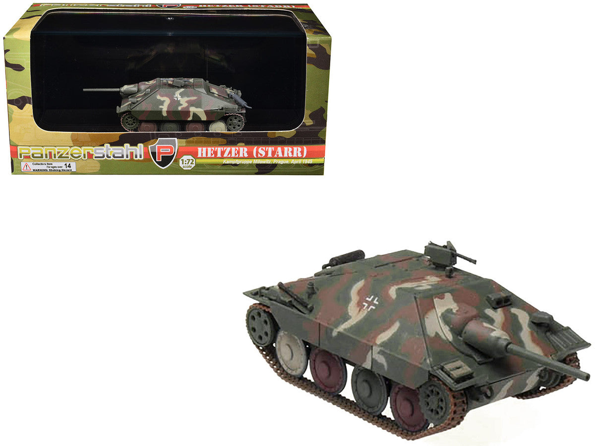 Hetzer (Starr) Tank Destroyer "Kampfgruppe Milowitz Prague" (1945) German Army 1/72 Diecast Model by Panzerstahl-4