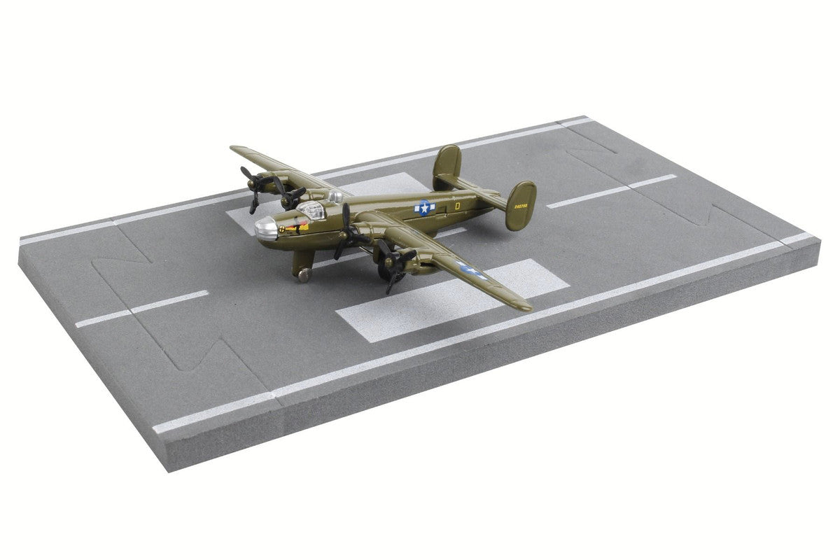 Consolidated B-24 Liberator Bomber Aircraft Olive Drab "United States Army Air Force" with Runway Section Diecast Model Airplane by Runway24-2