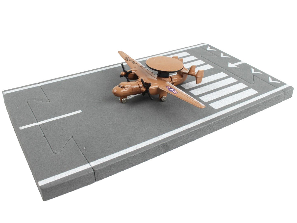 Northrop Grumman E-2C Hawkeye Aircraft Tan "United States Navy" with Runway Section Diecast Model Airplane by Runway24-2