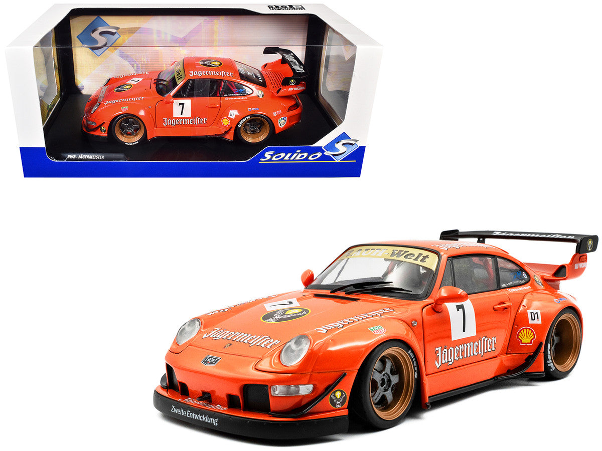 2020 RWB Bodykit #7 "Jagermeister" Orange with Graphics 1/18 Diecast Model Car by Solido-4