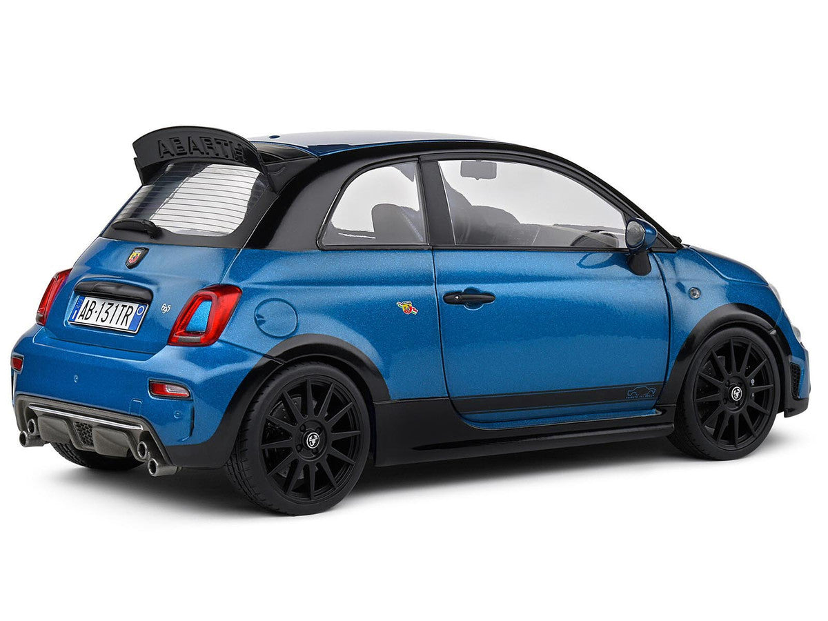 2022 Fiat 695 Abarth "Tributo 131 Rally" Podium Blue Metallic with Black Side Stripes 1/18 Diecast Model Car by Solido-4