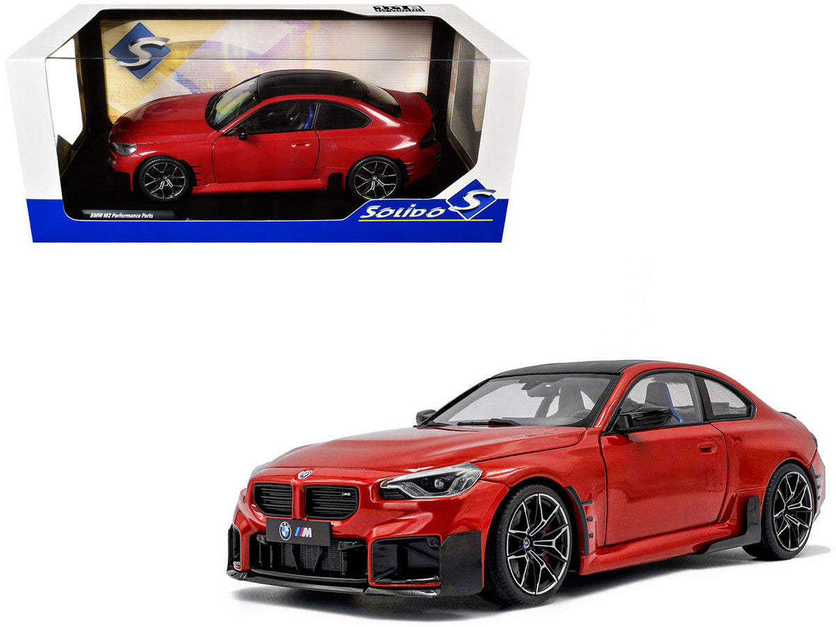 2024 BMW M2 Performance Parts Toronto Red Metallic with Carbon Top 1/18 Diecast Model Car by Solido-4
