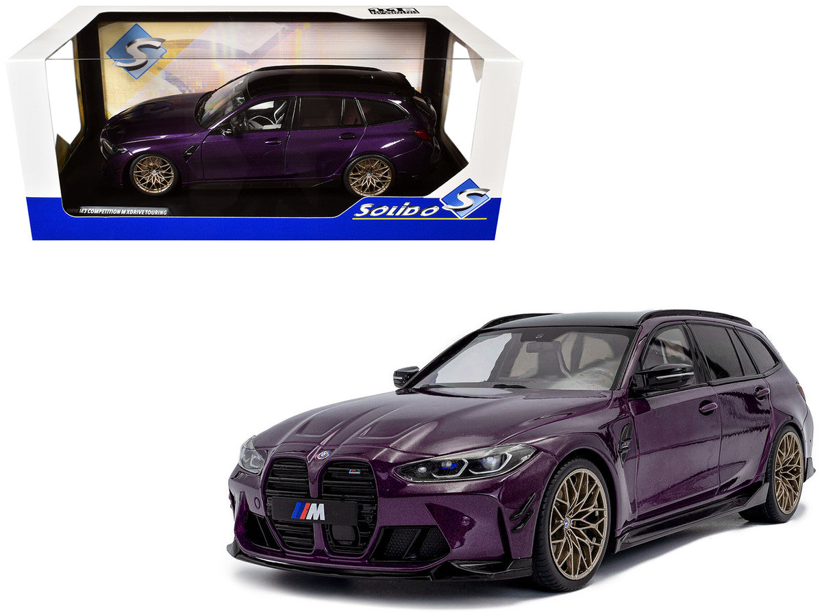 2024 BMW M3 Competition M xDrive Touring Twilight Purple Pearl Metallic with Black Top 1/18 Diecast Model Car by Solido-4