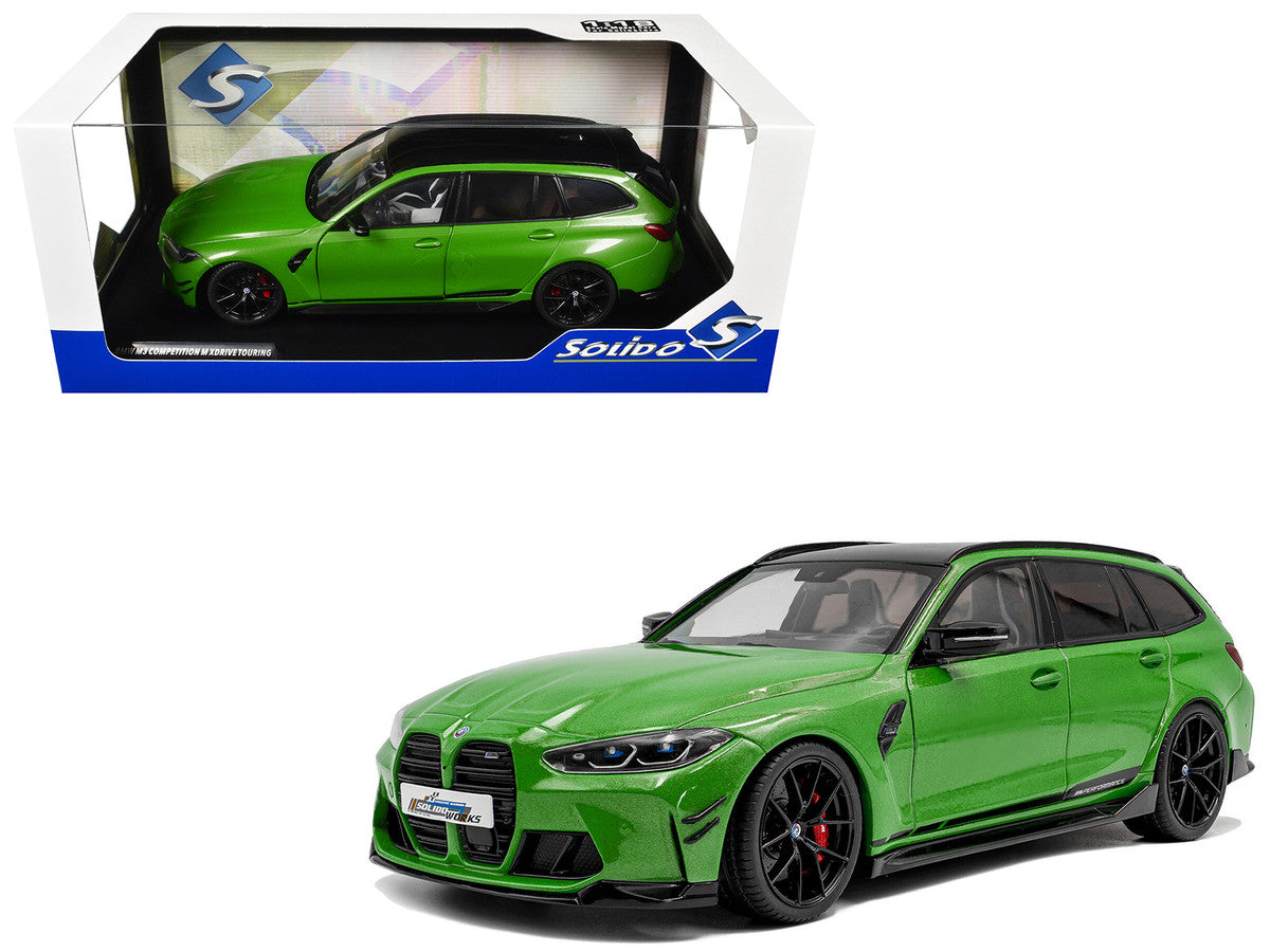 2024 BMW M3 Competition M xDrive Touring Green Metallic with Black Top 1/18 Diecast Model Car by Solido-4