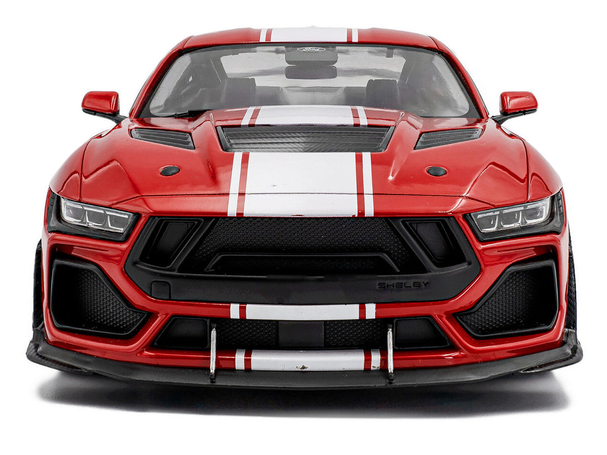 2024 Ford Shelby Mustang Super Snake Race Red with White Stripes 1/18 Diecast Model Car by Solido-4
