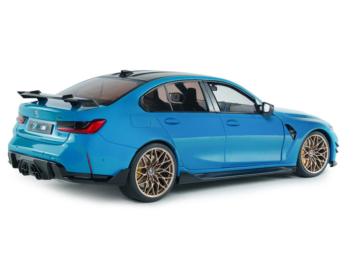 2024 BMW M3 Competition Daytona Beach Blue with Carbon Top 1/18 Diecast Model Car by Solido-4