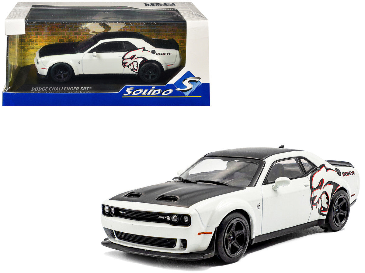 2020 Dodge Challenger SRT Hellcat Redeye Widebody White Knuckle with Matt Black Hood and Top 1/43 Diecast Model Car by Solido-4