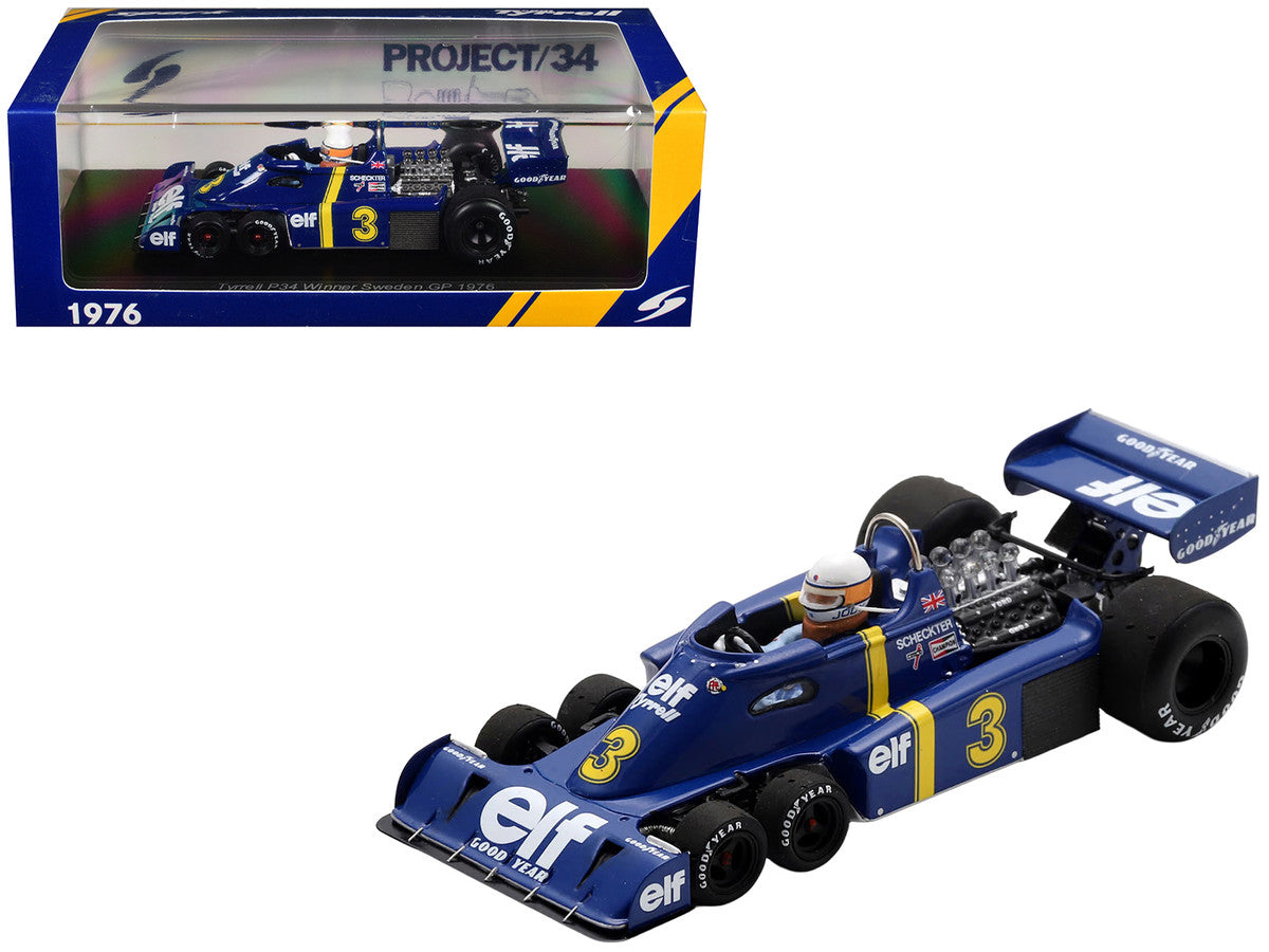 Tyrrell P34 #3 Jody Scheckter Winner Formula One F1 "Swedish GP" (1976) with Driver 1/43 Model Car by Spark-4
