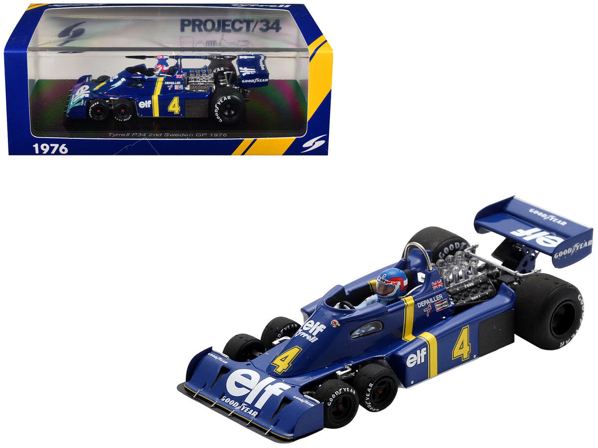 Tyrrell P34 #4 Patrick Depailler 2nd Place Formula One F1 "Swedish GP" (1976) with Driver 1/43 Model Car by Spark-4
