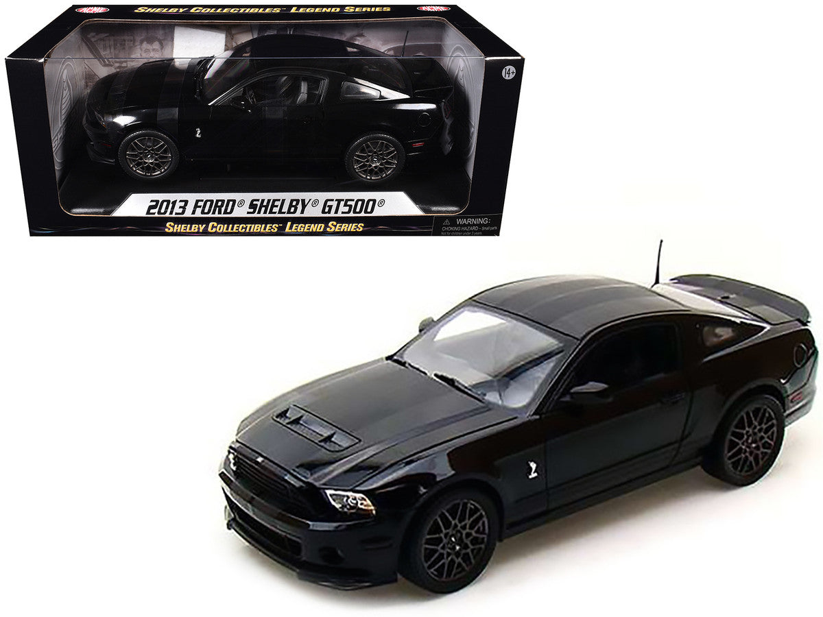2013 Ford Shelby Mustang Cobra GT500 SVT Black with Black Stripes 1/18 Diecast Car Model by Shelby Collectibles-2