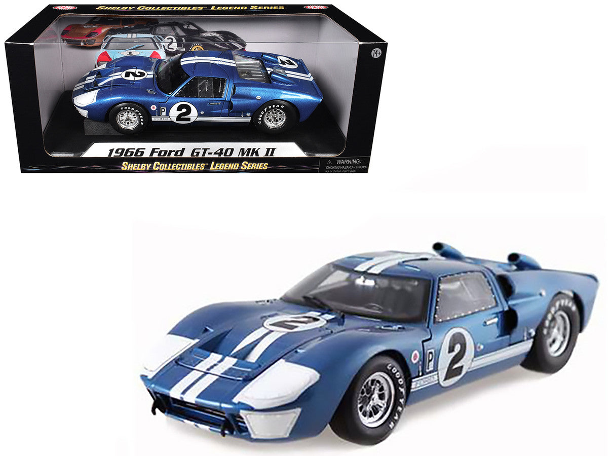 1966 Ford GT40 GT 40 Mark II #2 Blue 12 Hours of Sebring 1/18 Diecast Car Model by Shelby Collectibles-2