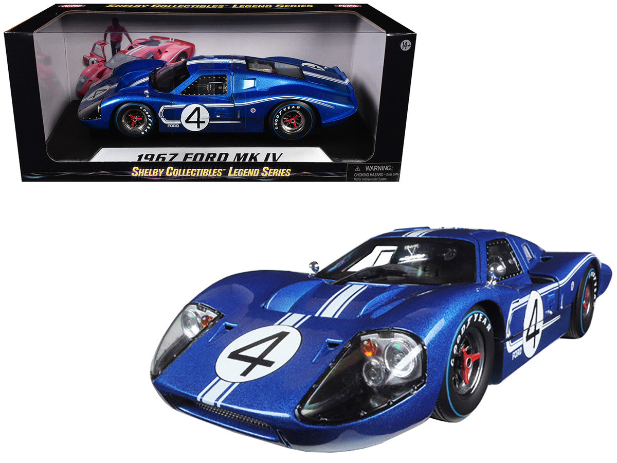 Ford GT MK IV #4 Blue L. Ruby - D. Hulme 24 Hours of Le Mans (1967) 1/18 Diecast Model Car by Shelby Collectibles-2