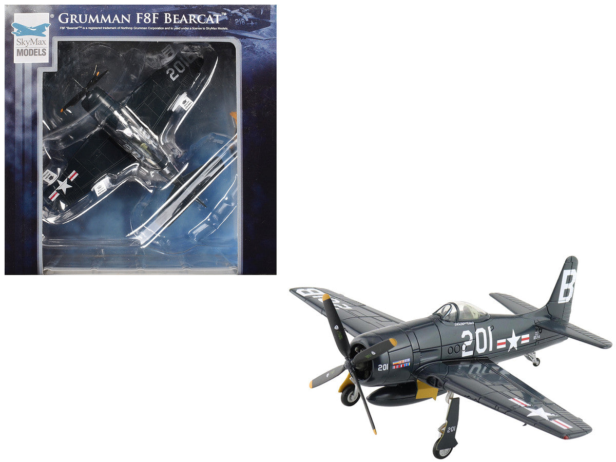 Grumman F8F-2P Bearcats Fighter Aircraft "121714 Duxford (Restored Plane)" (2014) United States Navy "SkyMax Flying Heroes" 1/72 Diecast Model by Hobby Master-4