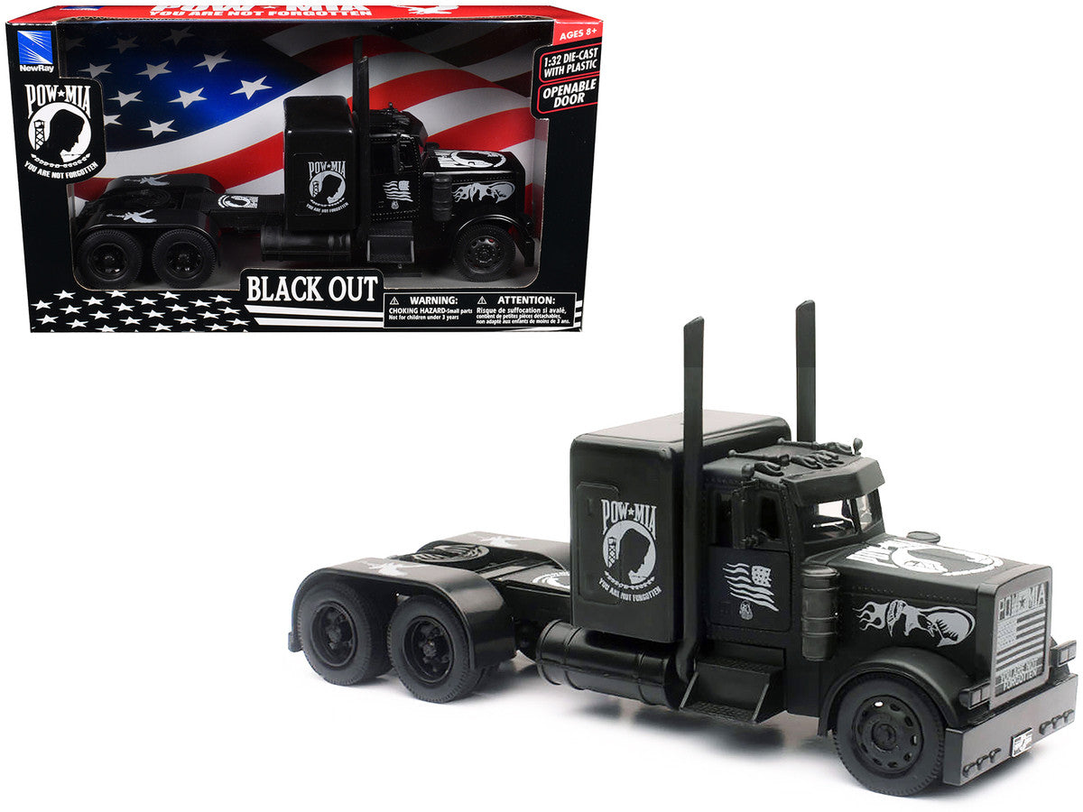 Peterbilt Custom Truck Black Out "POW-MIA You Are Not Forgotten" 1/32 Diecast Model by New Ray-2