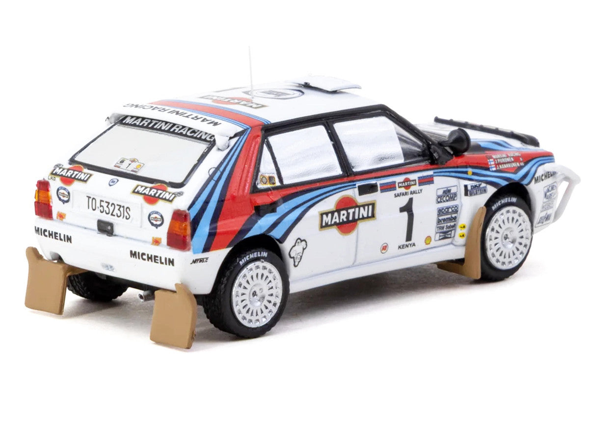 Lancia Delta HF Integrale #1 Juha Kankkunen - Juha Piironen "Martini Racing" 2nd Place "Safari Rally" (1992) "Hobby64" Series 1/64 Diecast Model Car by Tarmac Works-2