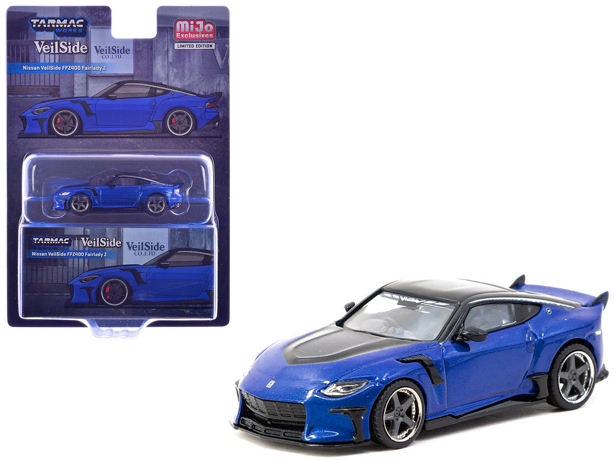 Nissan VeilSide FFZ400 Fairlady Z RHD (Right Hand Drive) Blue Metallic with Black Top "Global64" Series 1/64 Diecast Model by Tarmac Works-2