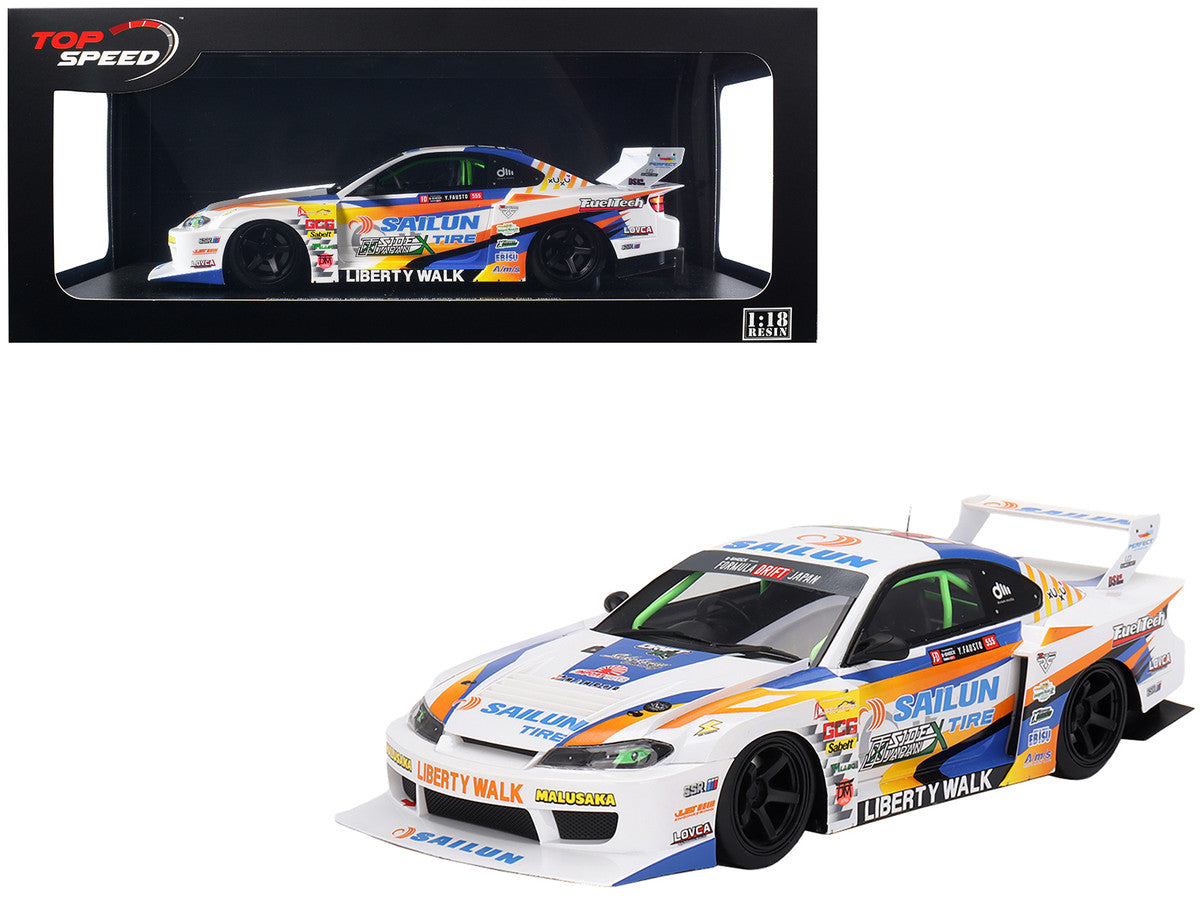 Nissan LB-Super Silhouette S15 SILVIA #555 Yukio Fausto "Formula Drift Japan" (2023) 1/18 Model Car by Top Speed-4