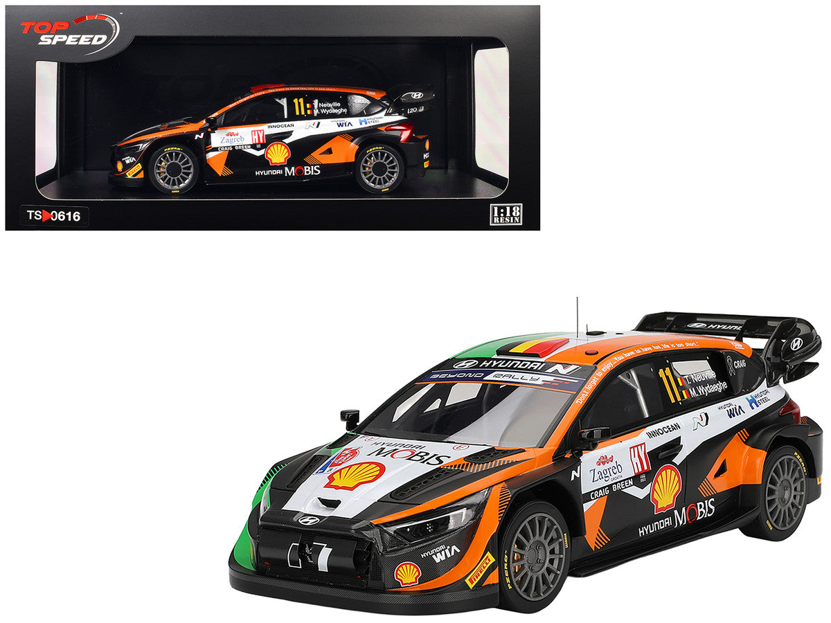 Hyundai i20 N Rally1 Hybrid #11 Thierry Neuville - Martijn Wydaeghe "Hyundai Shell Mobis WRT" Winner "Rally Croatia Power Stage" (2023) 1/18 Model Car by Top Speed-4