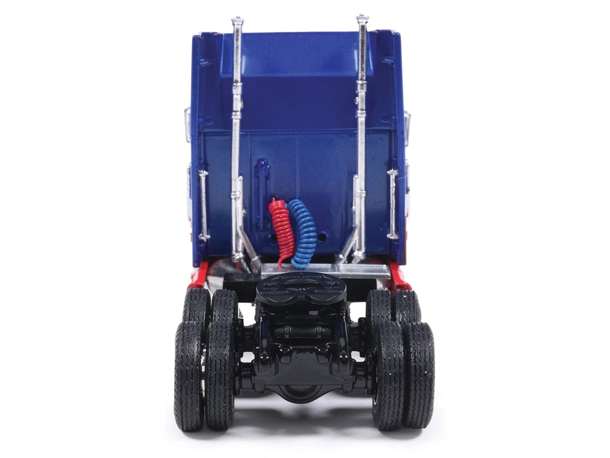 1990 Ford Aeromax Truck Tractor Blue Metallic and Red with White Stripes 1/64 Diecast Model Car by IXO Models-4