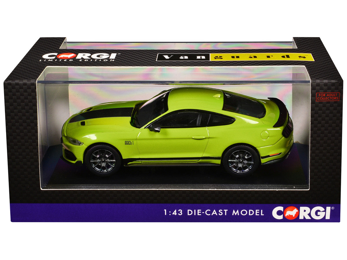 Ford Mustang Mk6 Mach 1 RHD (Right Hand Drive) Grabber Yellow with Black Stripes "Vanguards" Series 1/43 Diecast Model Car by Corgi-2