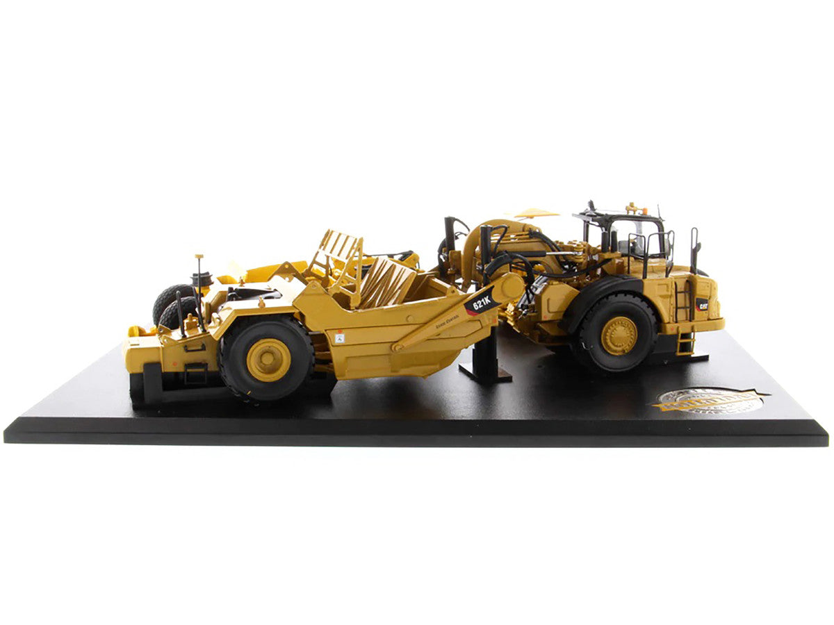 CAT Caterpillar 621K Tractor Scraper and CAT Caterpillar D7 Track-Type Tractor with No. 70 Scraper Set "Evolution Series" 1/50 Diecast Models by Diecast Masters-2