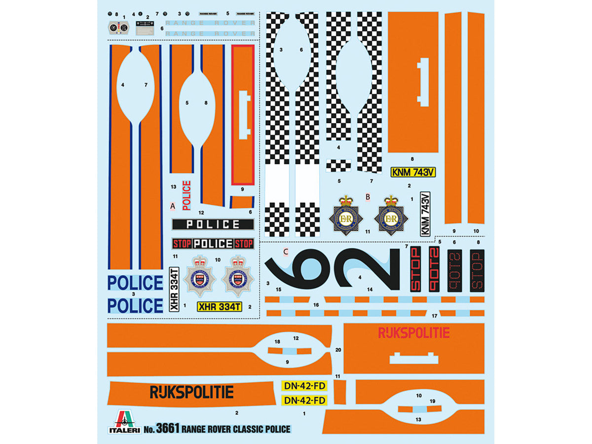 Skill 3 Model Kit Land Rover Range Rover Police 1/24 Scale Model by Italeri-3