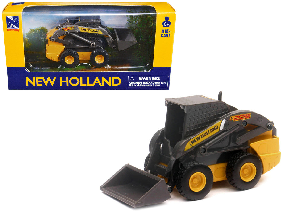 New Holland L228 Skid Steer Yellow Diecast Model by New Ray-0