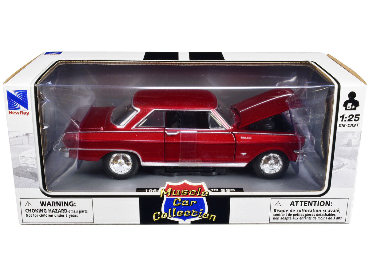 1964 Chevrolet Nova SS Burgundy "Muscle Car Collection" 1/25 Diecast Model Car by New Ray-2
